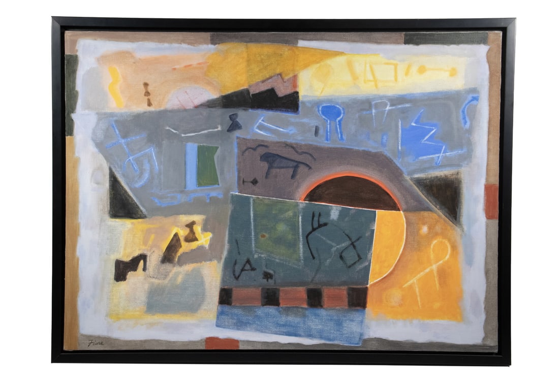 JOSEPH A. FIORE (NY/NC, 1925-2008): Untitled Abstract, oil on canvas, signed lower left, in black box frame with shadow line.OS: 30 x 40 in. (76.2 x 101.6 cm.), SS: 28 x 39 in. (71.1 x 99.1 cm.)
