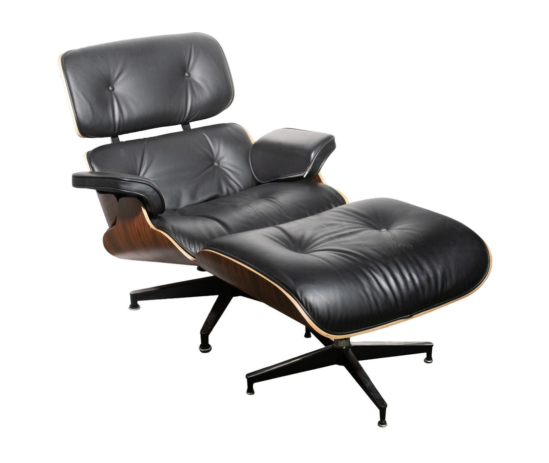EAMES STYLE ARMCHAIR AND OTTOMAN (1 of 7)