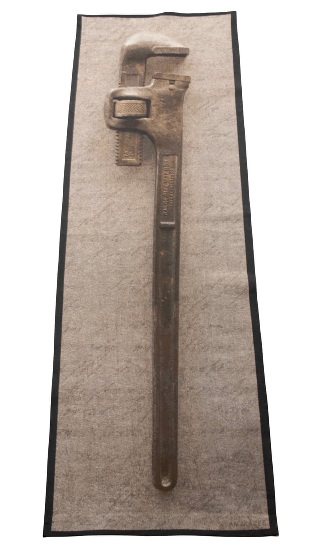 ALAN MAGEE (ME/PA, 1947 - ): Thing Poem, 2004, cotton tapestry, signed on label, woven in Belgium, numbered 2 of 16. Unframed, loose. OS: 32 x 96 in. (81.3 x 243.8 cm.)