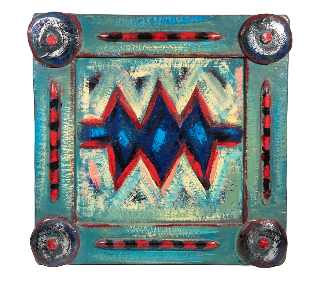 PHILIP BARTER (ME/CA, 1939 - 2024): Untitled Abstract, oil on deep relief wood, signed lower right.OS: 24 x 24 in. (61 x 61 cm.)