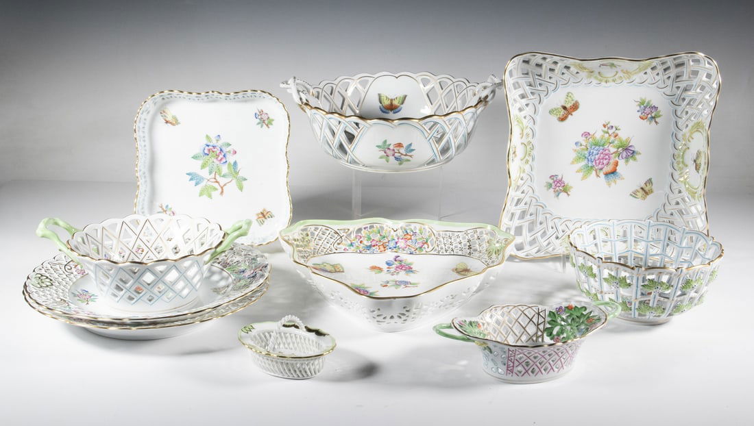 (10) HEREND "QUEEN VICTORIA" RETICULATED DISHES (1 of 4)