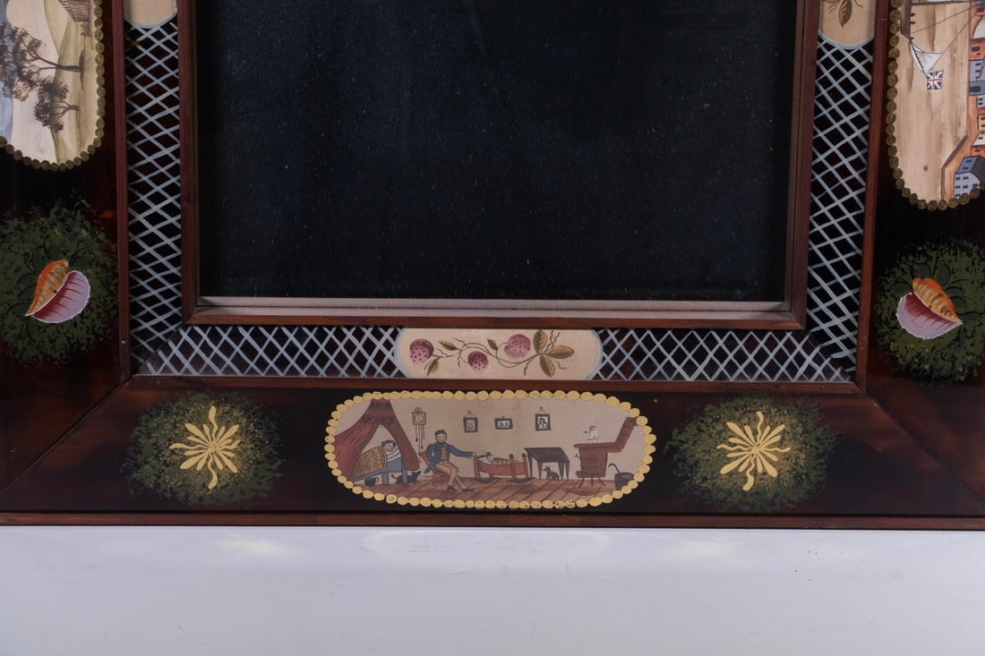 REPLICA ANCESTRAL REVERSE GLASS PAINTED MIRROR - 4
