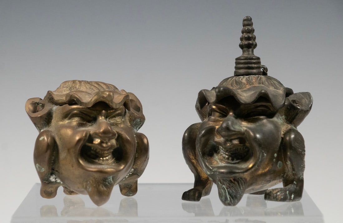 BRONZE MEPHISTOPHELES INKWELL & LIGHTER (1 of 1)