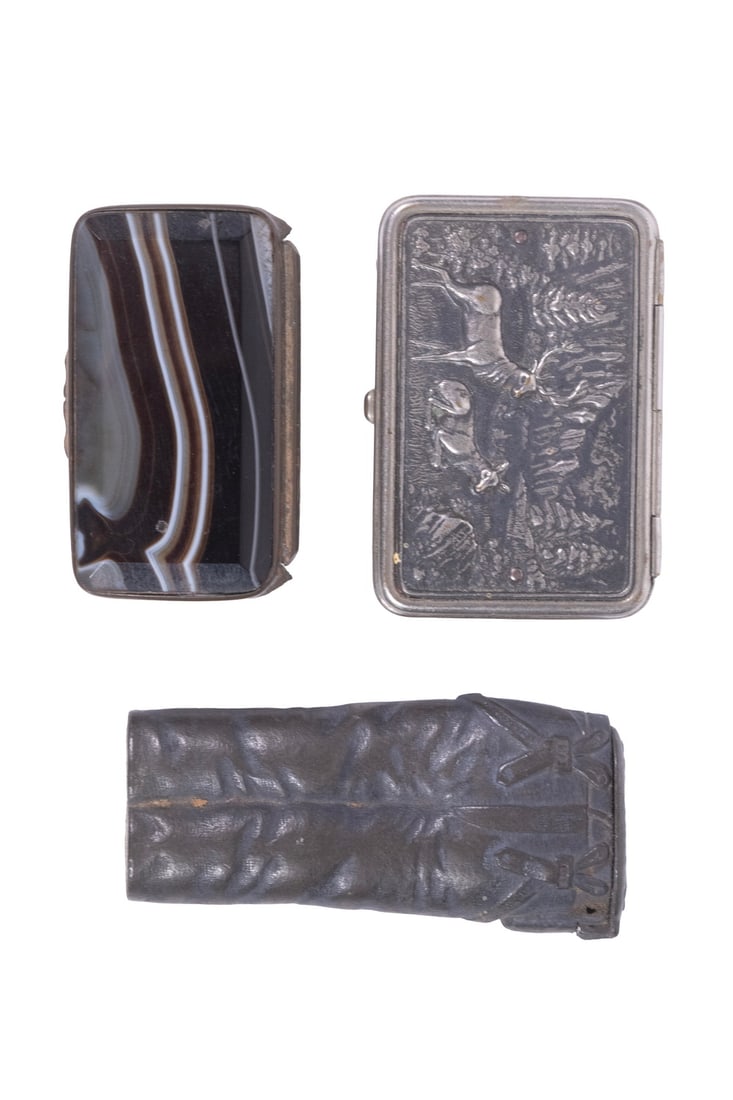 (3) STONE, PEWTER OR SILVER POCKET MATCH SAFES (1 of 2)