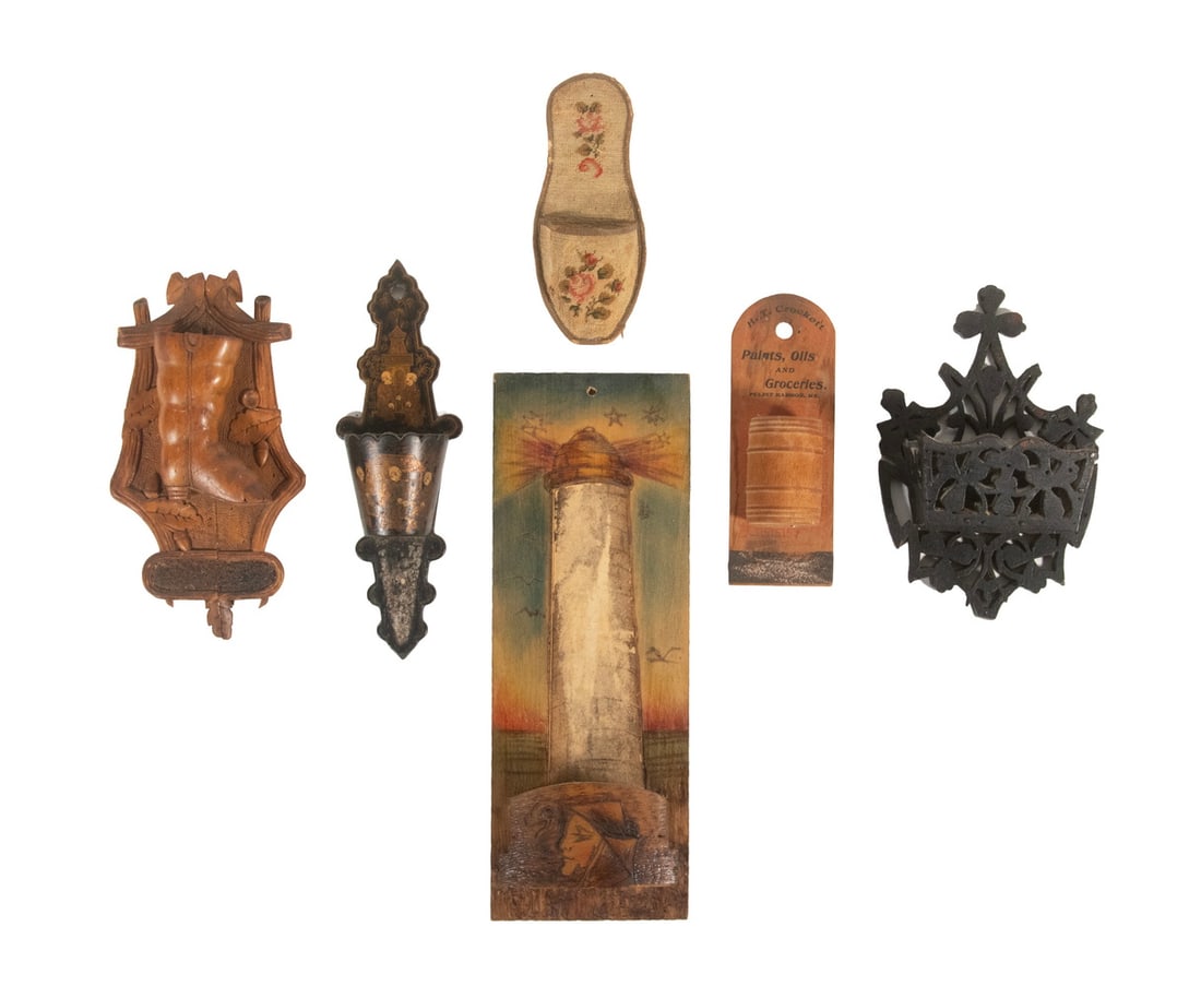 (6) WALL-MOUNTED MATCH HOLDERS, 19TH?20TH CENTURY (1 of 1)