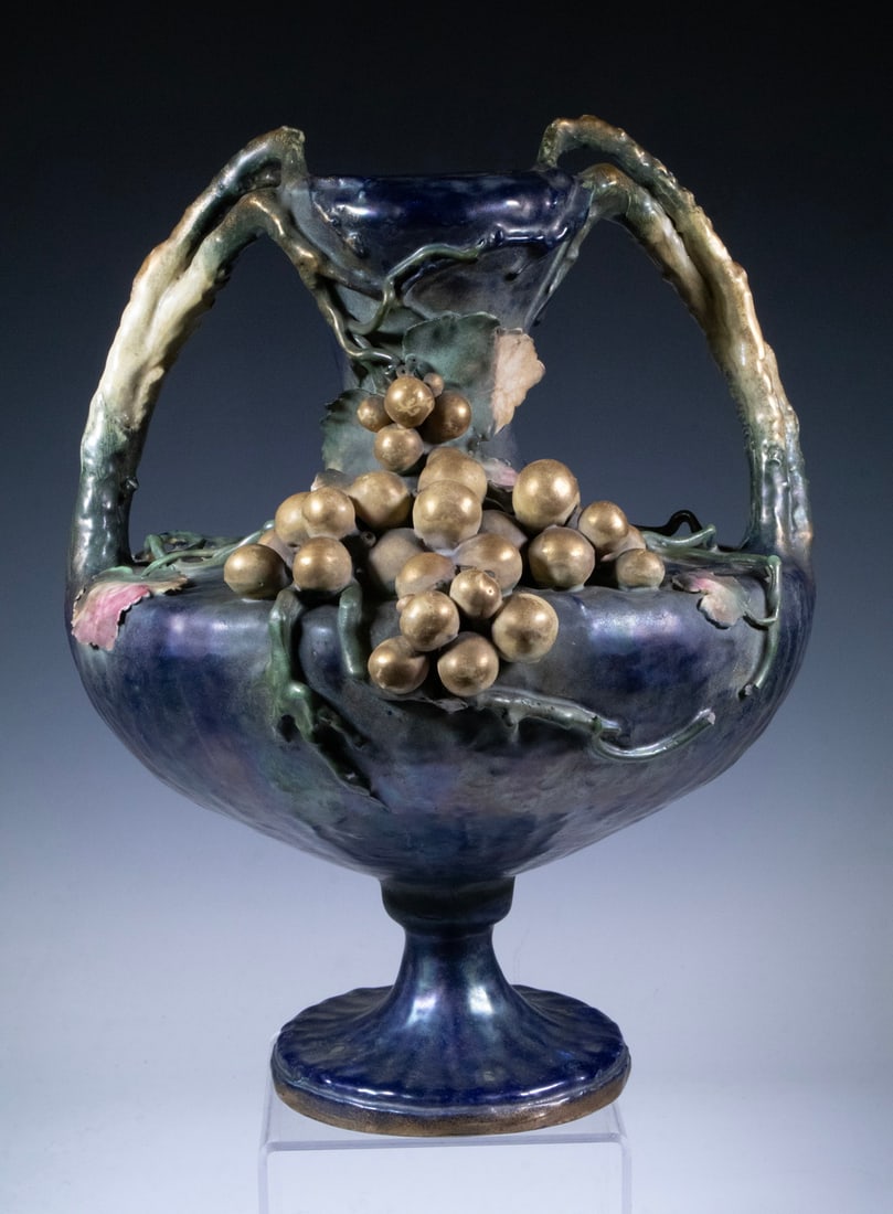 AUSTRIA AMPHORA TWO-HANDLED GRAPEVINE VASE (1 of 2)