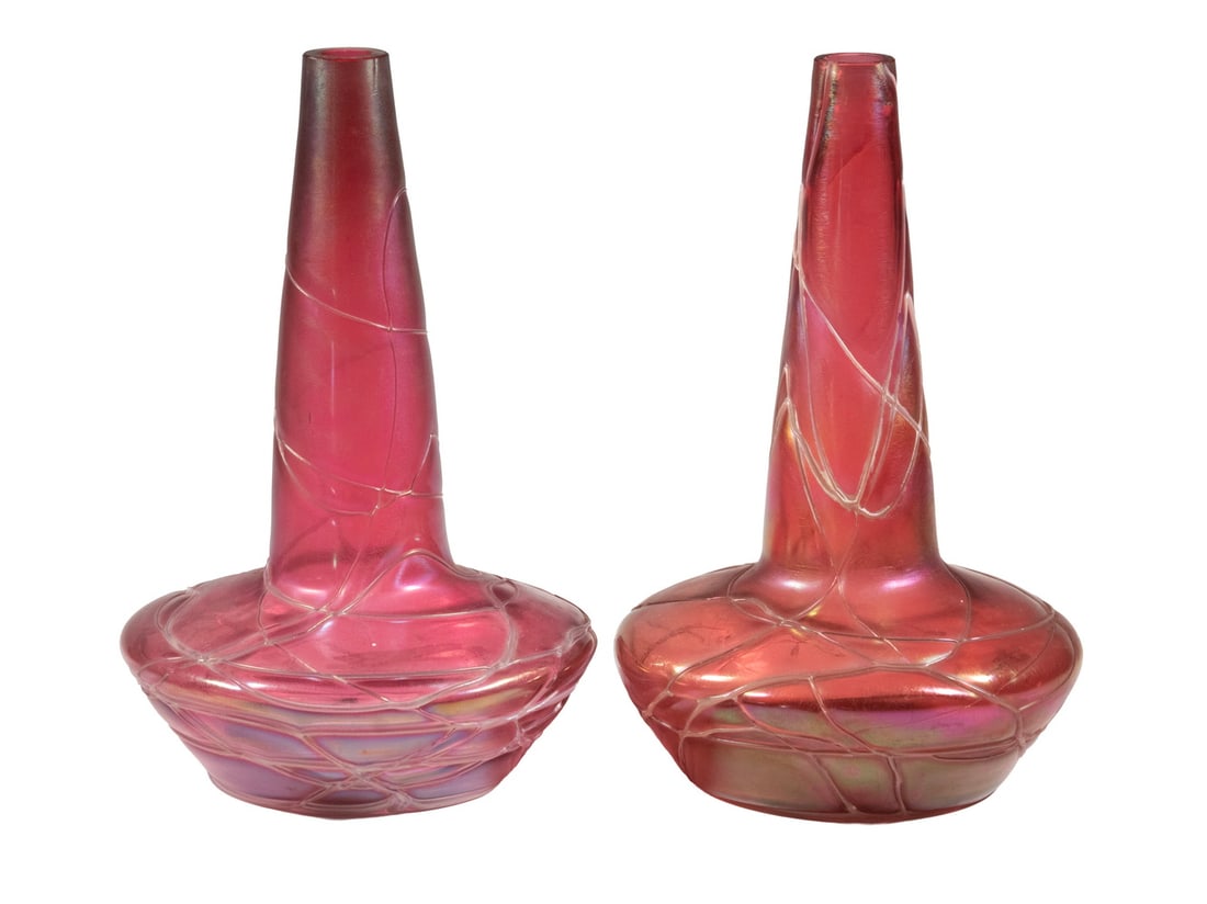 PR BOHEMIAN ART NOUVEAU BOTTLE VASES (1 of 2)
