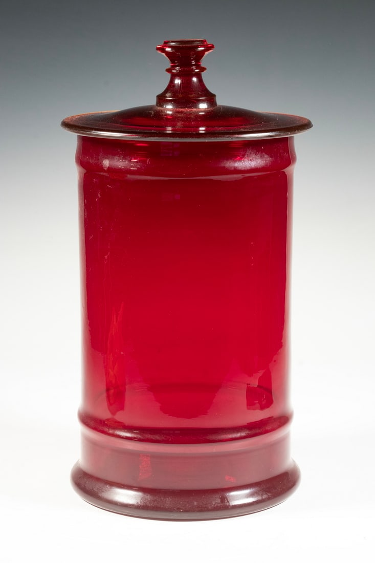 LARGE RUBY RED APOTHECARY JAR WITH LID (1 of 1)