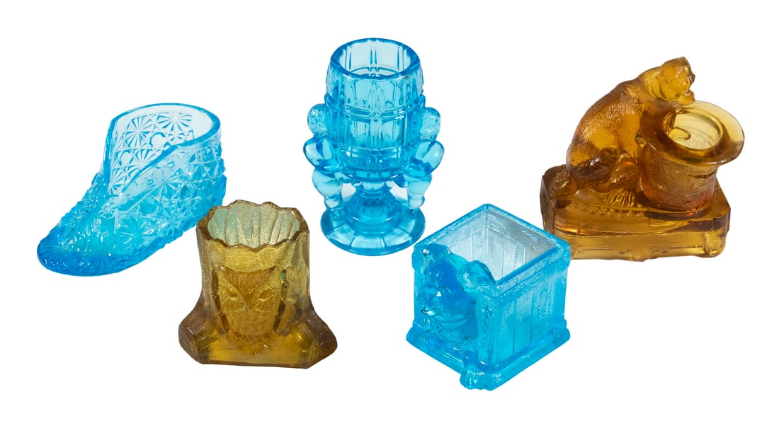 (5) AMERICAN PATTERN GLASS TOOTHPICK HOLDERS (1 of 1)