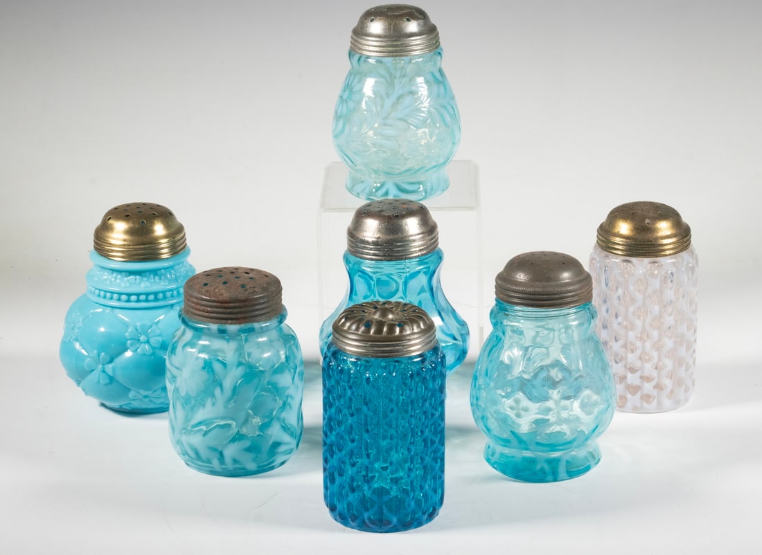 (7) VICTORIAN ART GLASS MUFFINEERS (1 of 1)