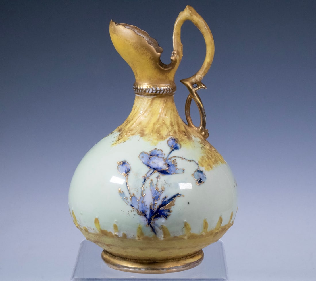 AUSTRIAN TURN-TEPLITZ RSTK ENAMELED PORCELAIN EWER, C. 1900 (1 of 3)