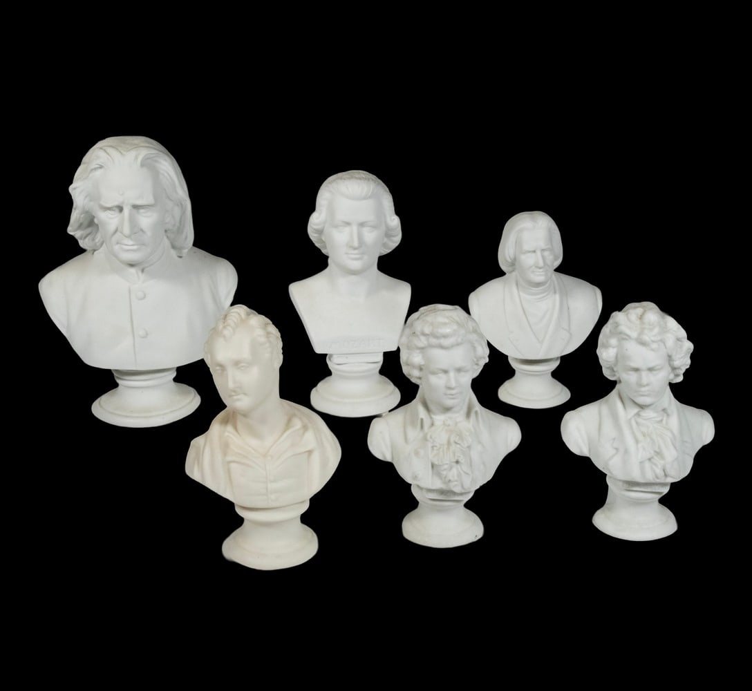 (6) BISQUE BUSTS OF COMPOSERS & POET (1 of 1)
