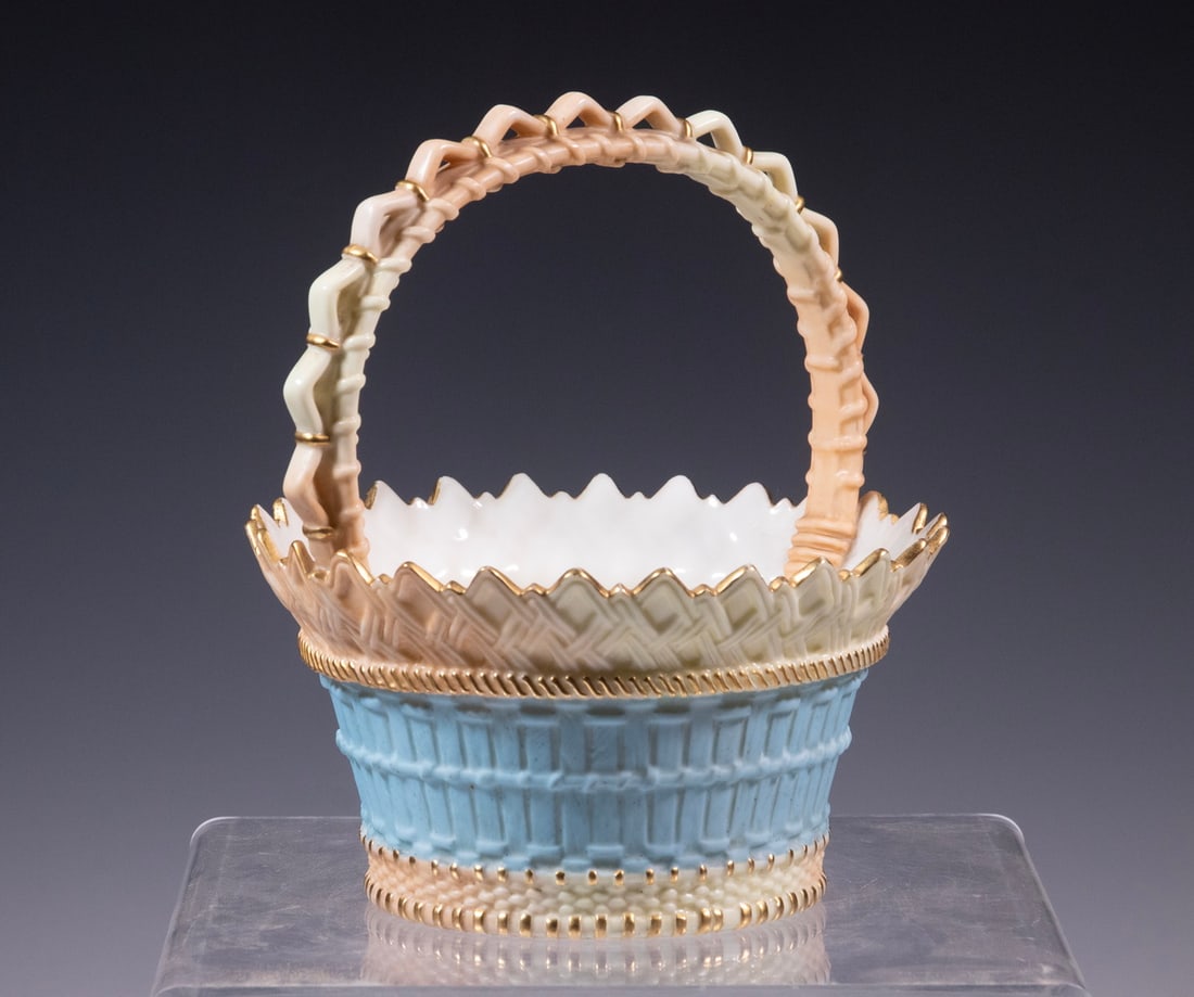 19TH C. ROYAL WORCESTER PORCELAIN BASKET (1 of 2)