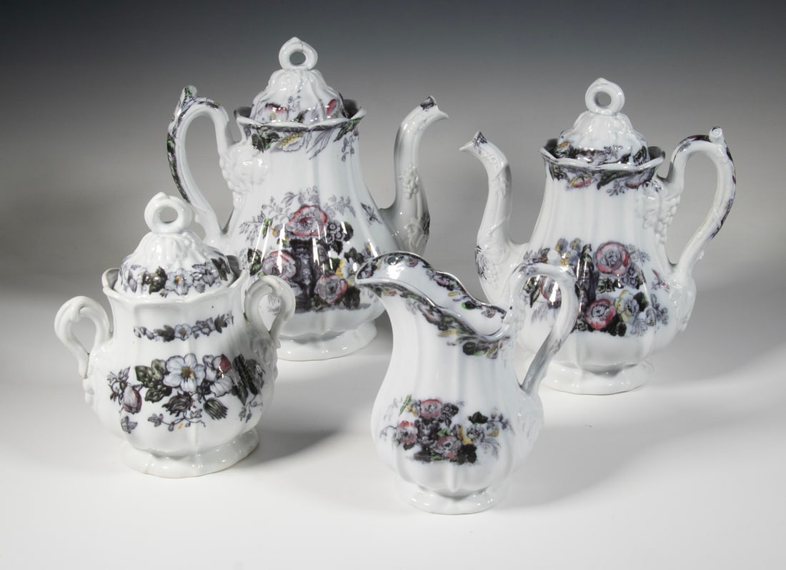(4 PC) STAFFORDSHIRE IRONSTONE BEVERAGE SERVICE (1 of 2)
