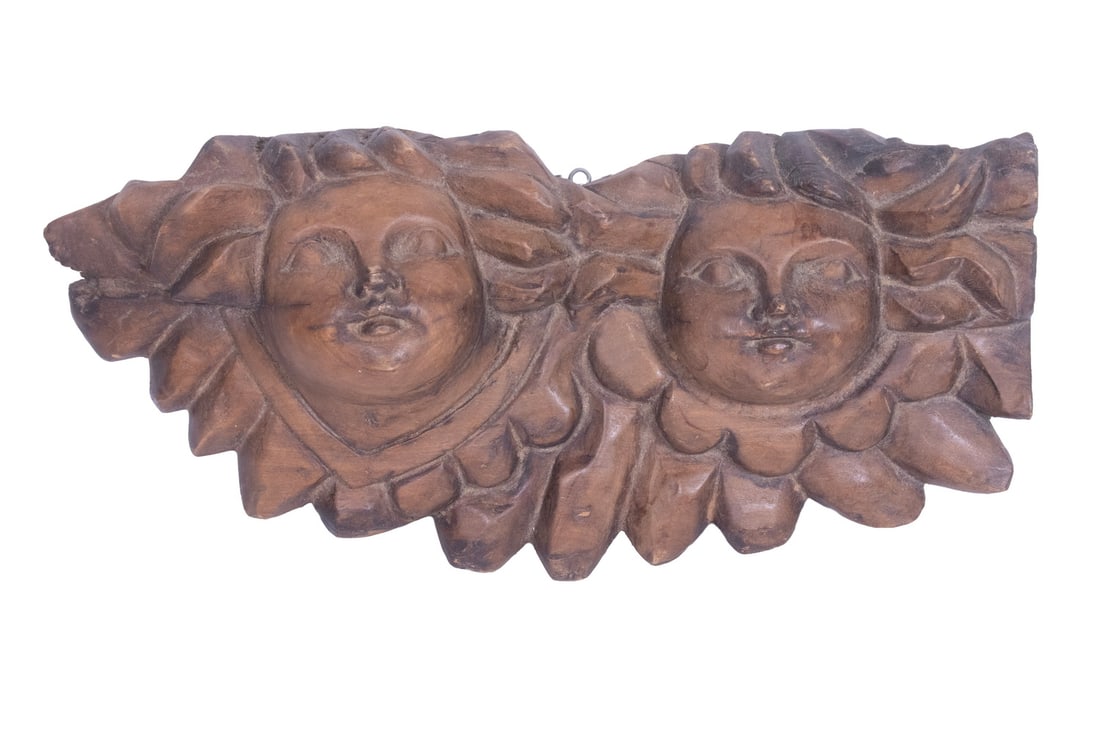 CARVED WOODEN PUTTI SCULPTURE (1 of 1)