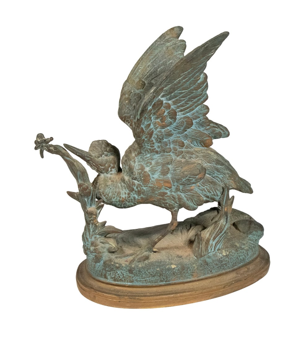 AFTER PAUL COMOLERA (FRANCE, 1818-1897): AFTER PAUL COMOLERA (FRANCE, 1818-1897)Woodcock and Fly, bronzed spelter, late 19th c., signed on base.From the estate of Richard Plunkett.9 x 8 x 4 in. (22.9 x 20.3 x 10.2 cm.)
