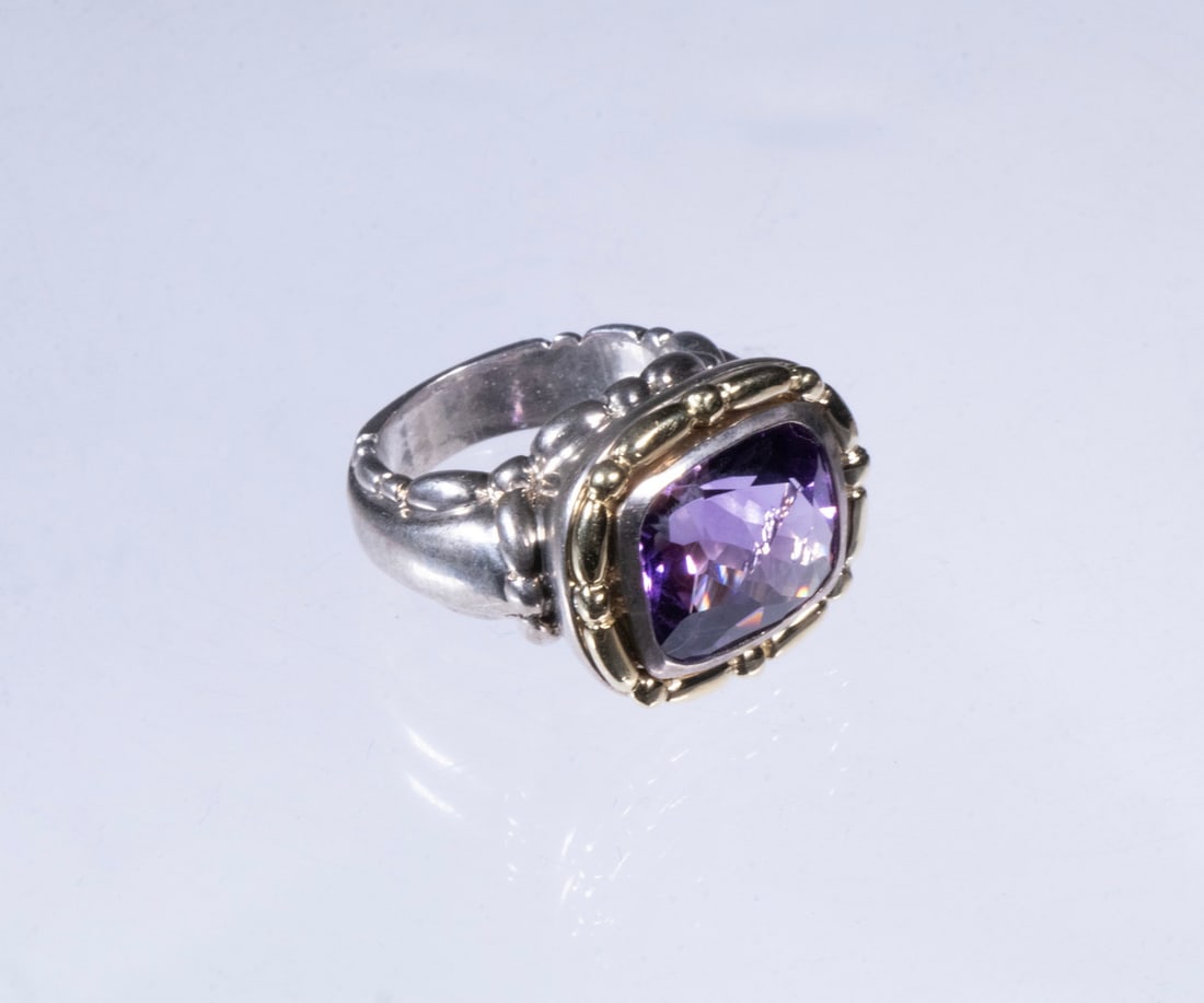 DAVID YURMAN LADIES STERLING SILVER AND GOLD RING (1 of 2)