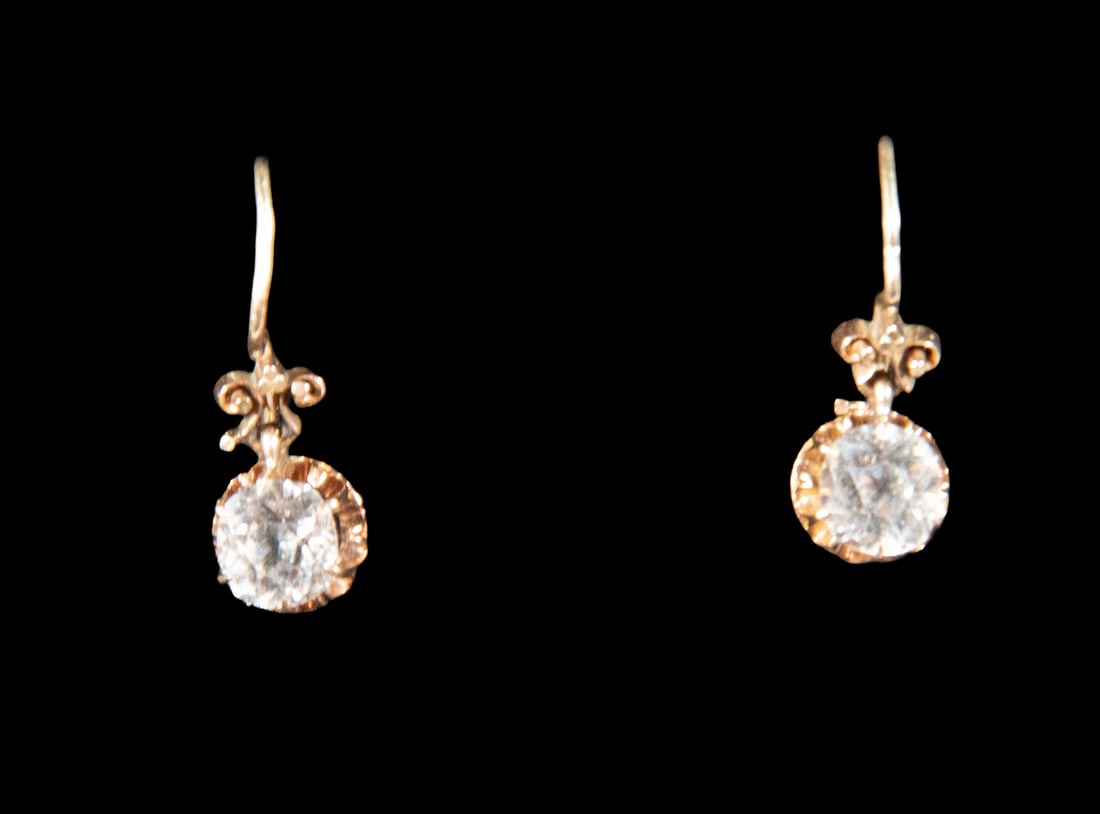 PR 14K GOLD AND PASTE DROP EARRINGS (1 of 2)