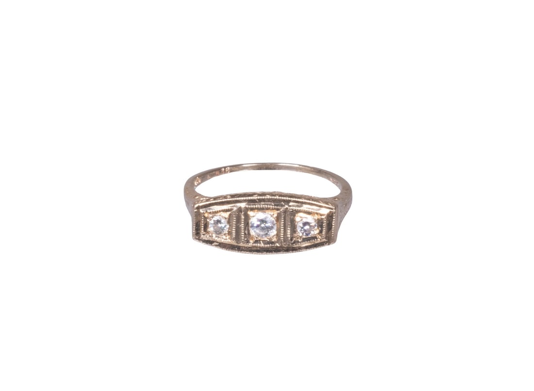 EDWARDIAN DREICER & CO. 14K GOLD AND DIAMOND RING (1 of 2)
