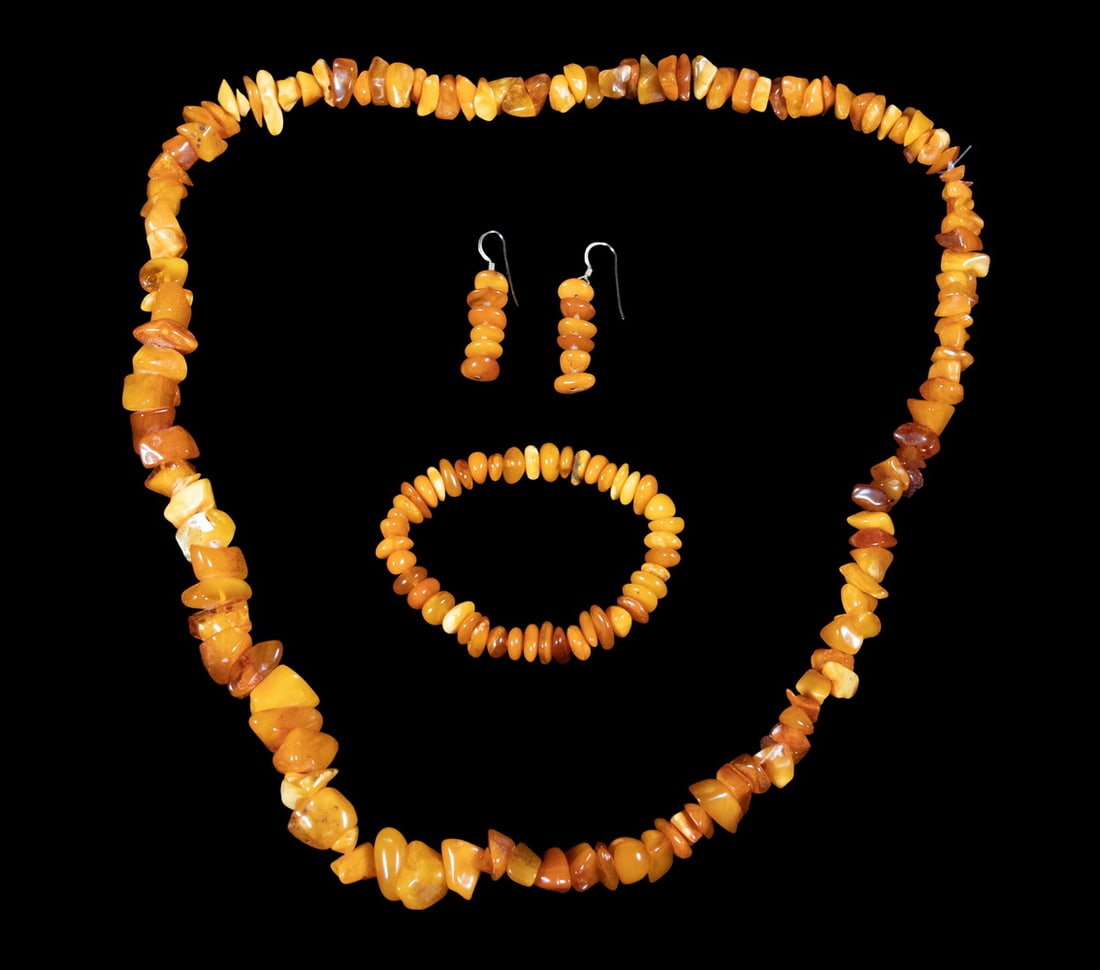 (3 PC) BUTTERSCOTCH AMBER JEWELRY SUITE (1 of 2)