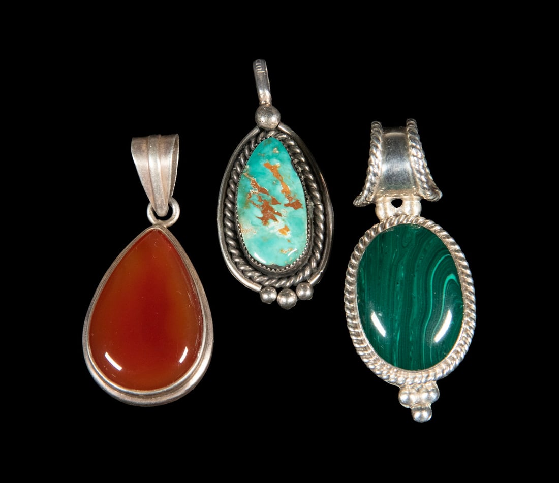 (3) STERLING SILVER PENDANTS, ONE MARKED MEXICO (1 of 1)