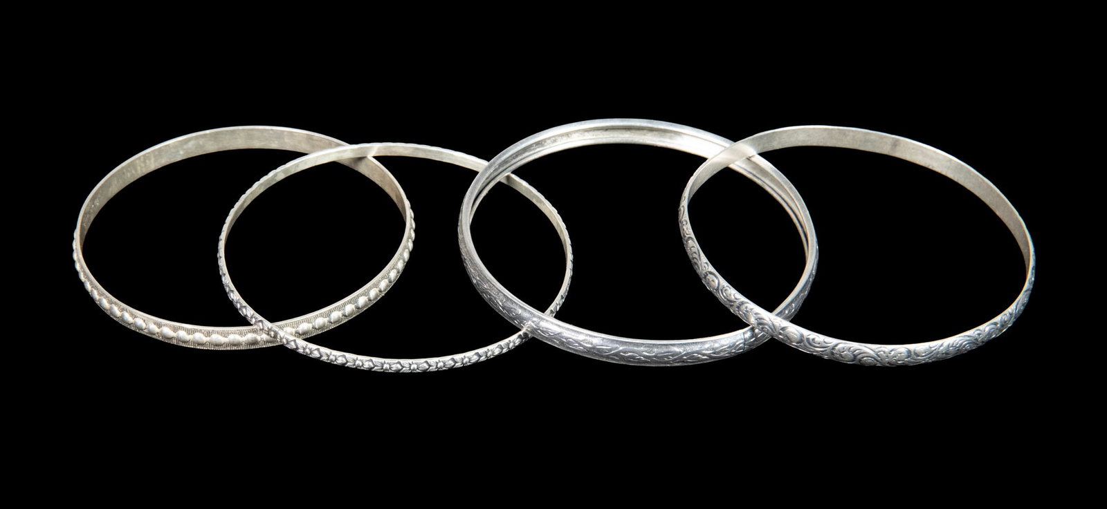 (4) STERLING SILVER BANGLE BRACELETS - 2