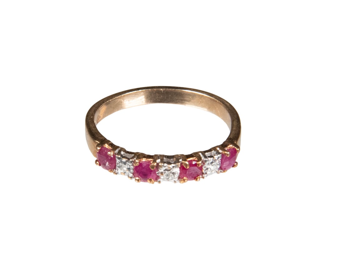10K GOLD RUBY AND DIAMOND BAND RING (1 of 1)