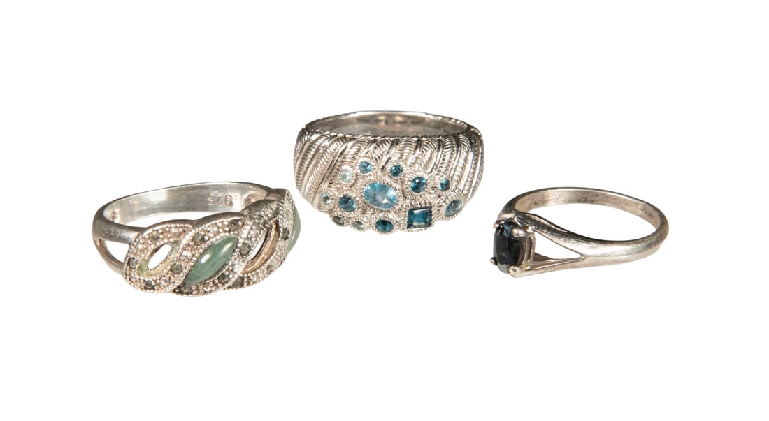 (3) STERLING SILVER AND GEM RINGS (1 of 1)