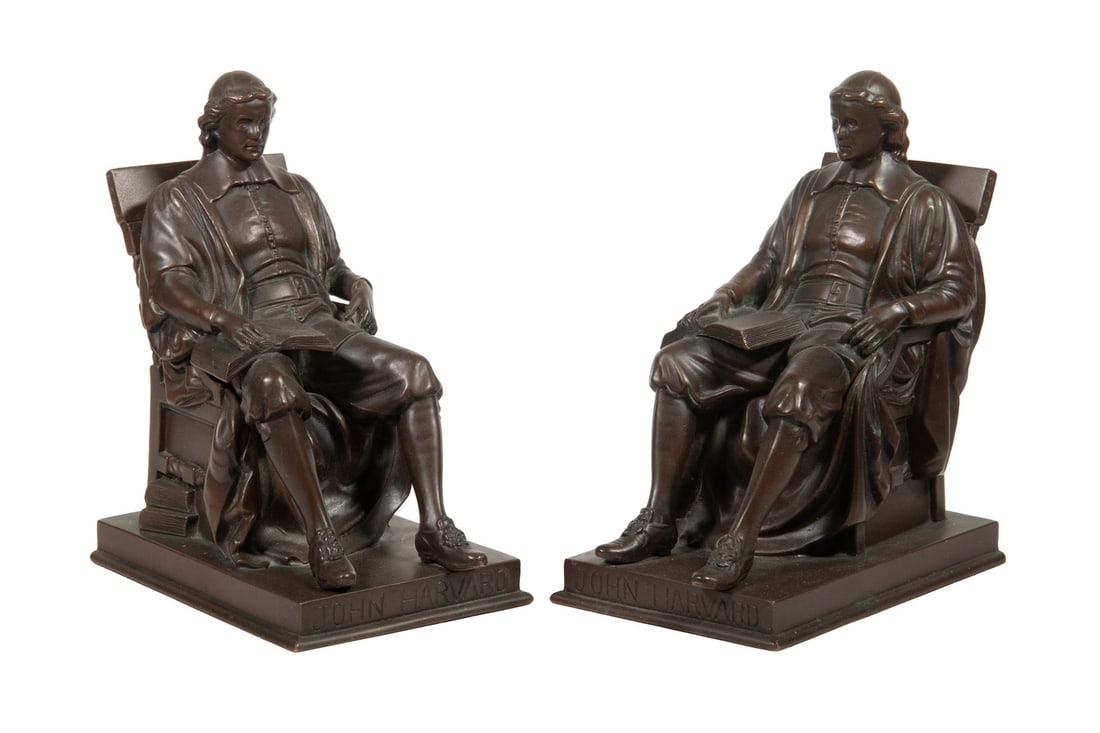 HARVARD BRONZE BOOK ENDS AFTER DANIEL E. FRENCH (1850-1932) ( (1 of 3)
