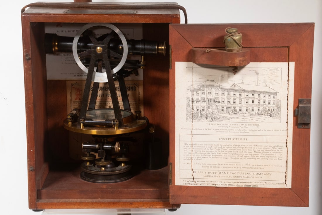 KOLESCH & CO NY CASED SURVEYOR'S TRANSIT W/ TRIPOD & METERING STICK - 2