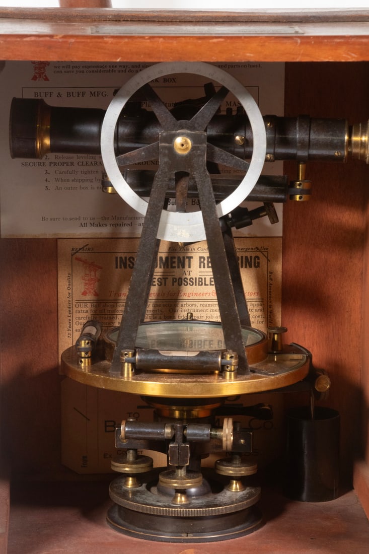 KOLESCH & CO NY CASED SURVEYOR'S TRANSIT W/ TRIPOD & METERING STICK - 3
