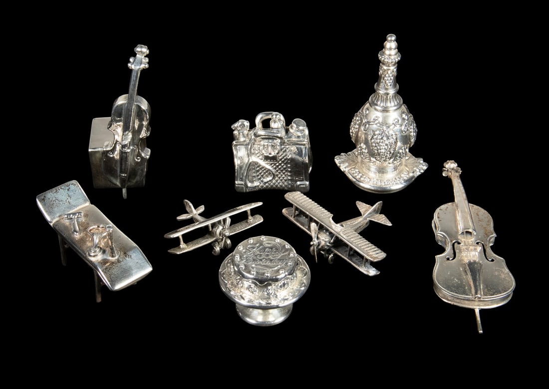 (8) MINIATURE STERLING SILVER OBJECTS