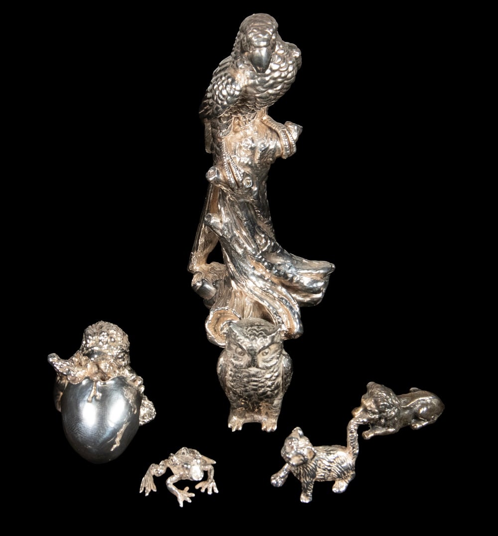 (6) SILVER ANIMAL FIGURINES (1 of 6)