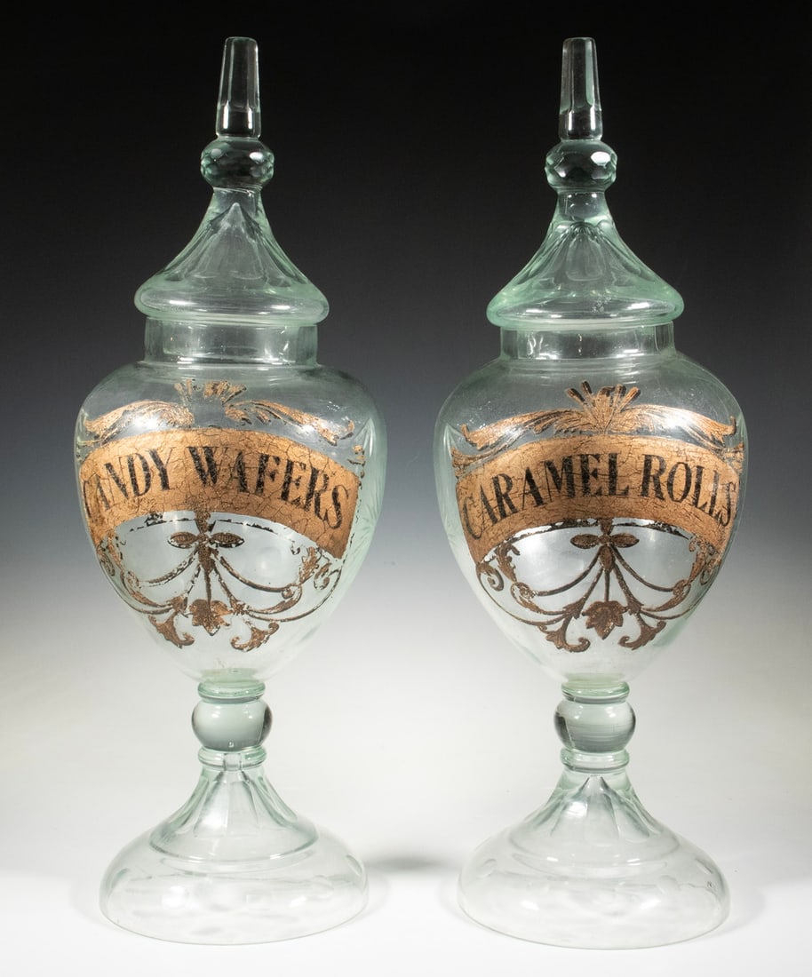 PAIR OF GILDED AGE CANDY SHOP WINDOW DISPLAY JARS (1 of 4)