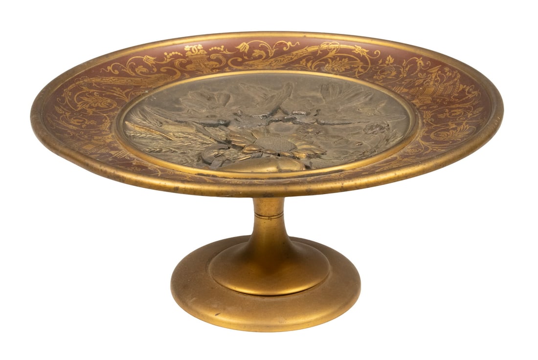 GILT METAL TAZZA WITH RELIEF DECORATION, CONTINENTAL, LATE 19TH C. (1 of 2)