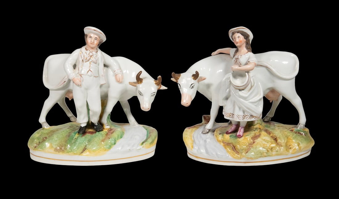 PR 19TH C. STAFFORDSHIRE COW FIGURAL GROUPS, THOMAS PARR (1 of 3)