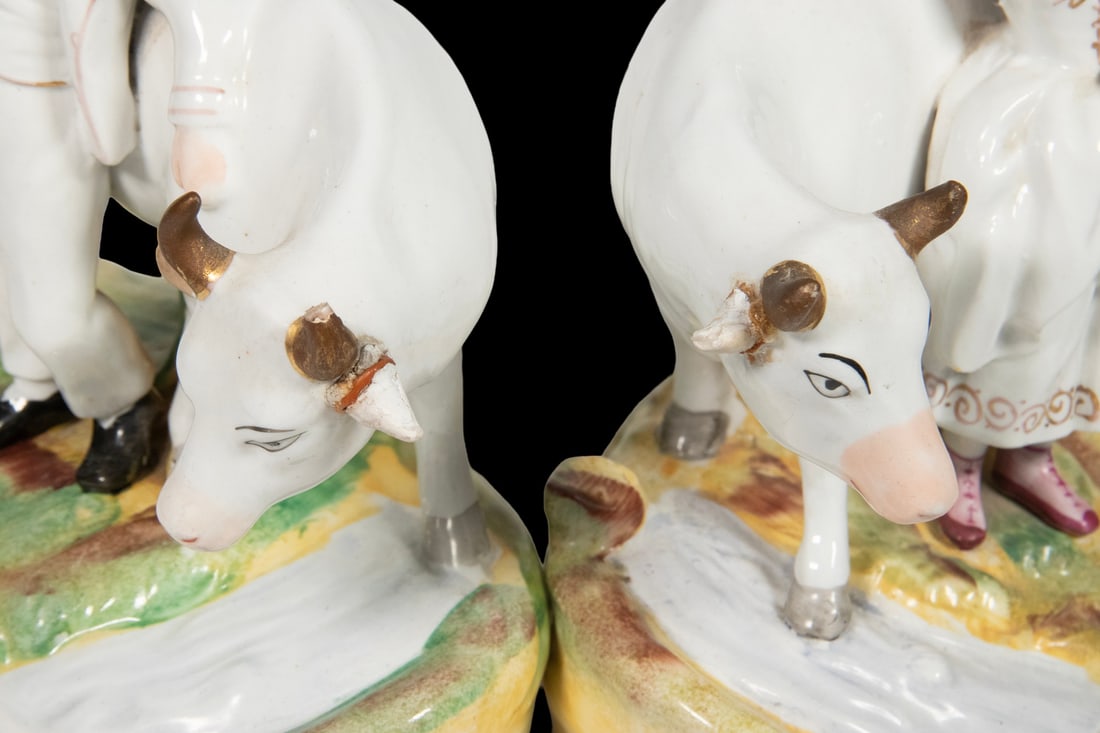 PR 19TH C. STAFFORDSHIRE COW FIGURAL GROUPS, THOMAS PARR - 3