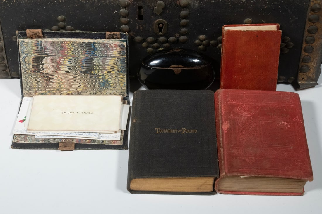 EARLY 19TH C. NH LEATHER DOCUMENTS BOX W/ CONTENTS - 3