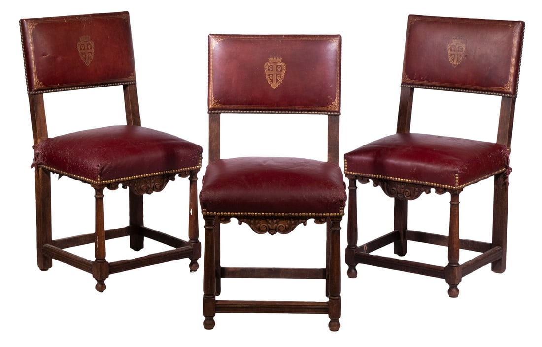 (3) JACOBEAN STYLE OAK CHAIRS (1 of 8)