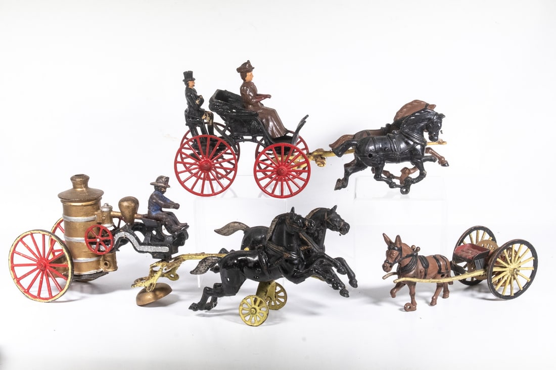 (3) LATE 19TH C. IRON WHEELED TOYS (1 of 4)