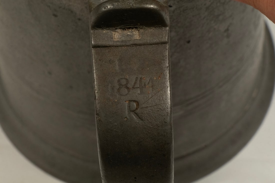 LARGE PEWTER TANKARD DATED 1841 - 2