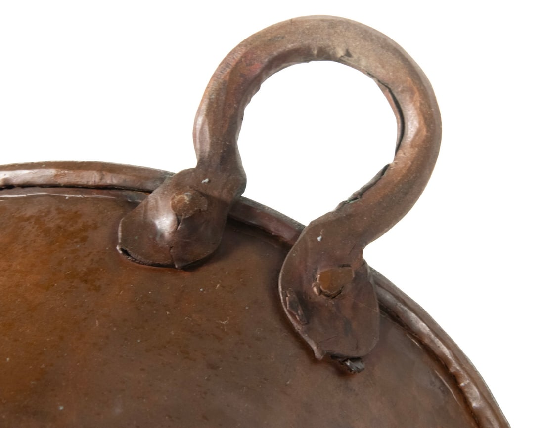 (7) HAMMERED COPPER DOUBLE-HANDLED COOKING POTS - 4