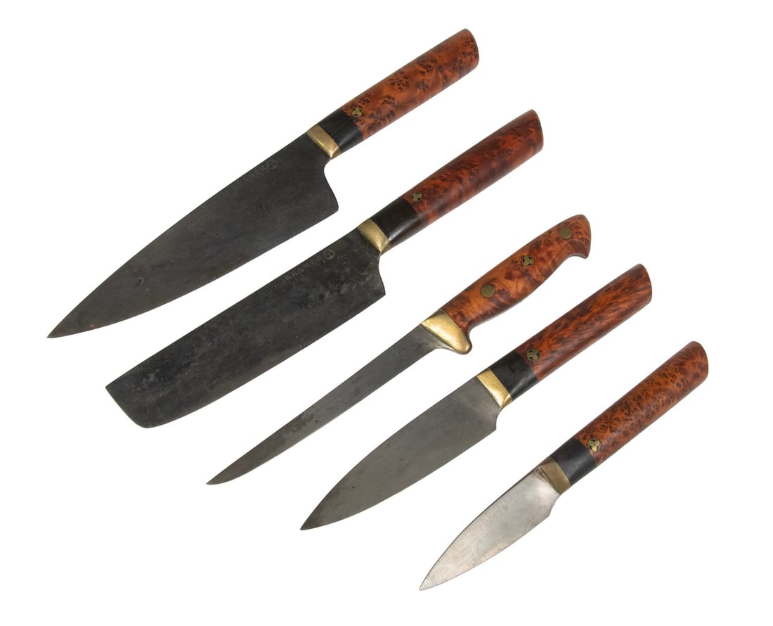 SET OF (5) JAPANESE-STYLE KITCHEN KNIVES BY KRAMER (1 of 2)