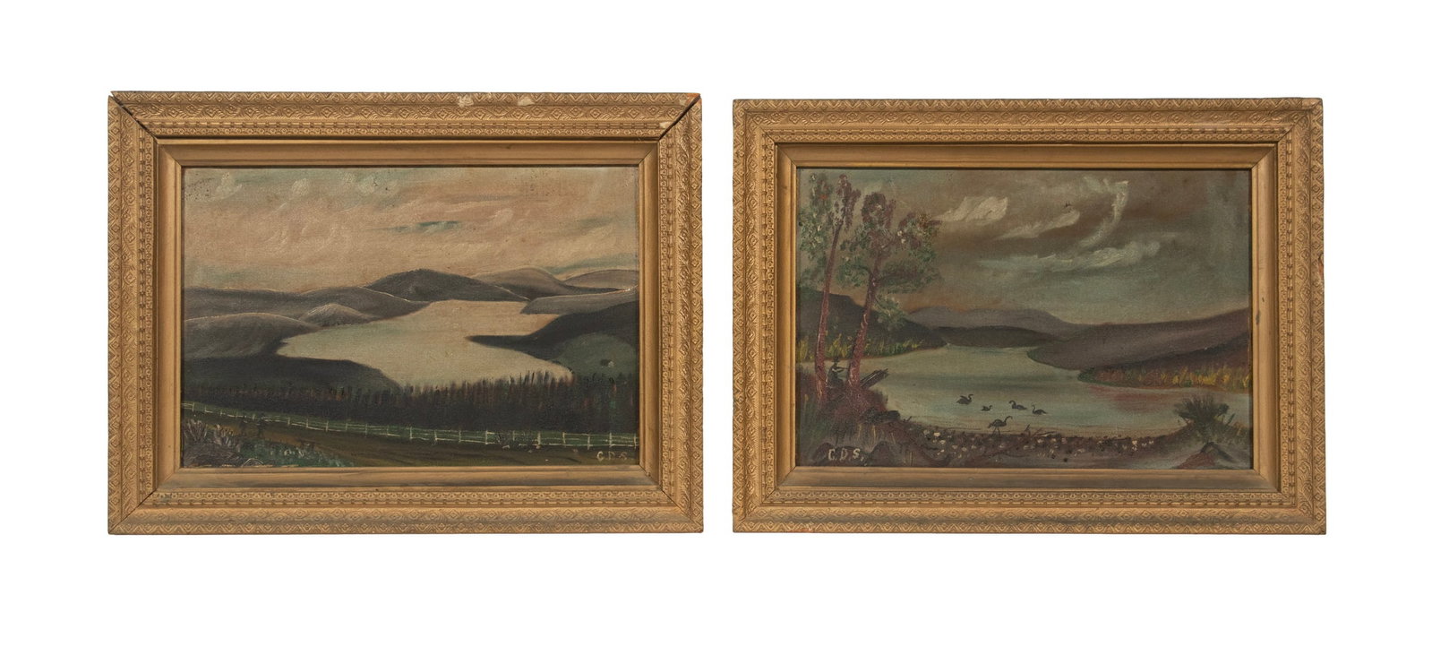 (2) HUNTING SCENES SIGNED C.D.S. OIL ON LINEN (1 of 2)