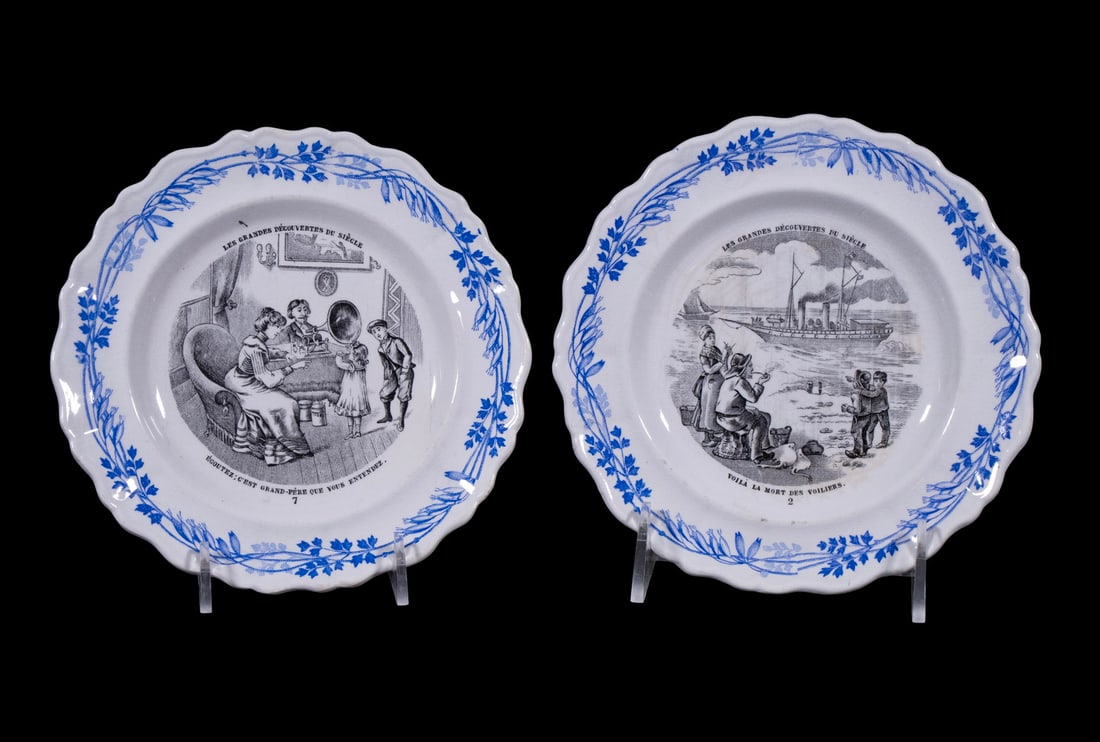 (12) FRENCH CREIL ET MONTEREAU TRANSFERWARE PLATES, C. 1870 1890 (1 of 3)