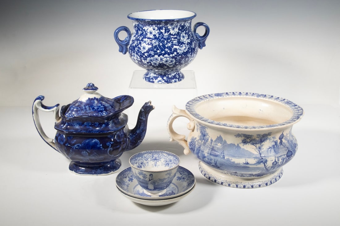 (6) ENGLISH BLUE AND WHITE TRANSFERWARE CERAMICS, 19TH CENTURY (1 of 2)