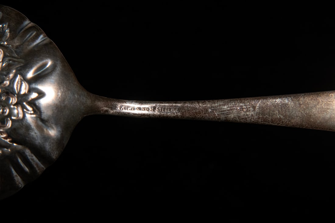 KIRK STIEFF "REPOUSSE" STERLING SERVING SPOON - 2