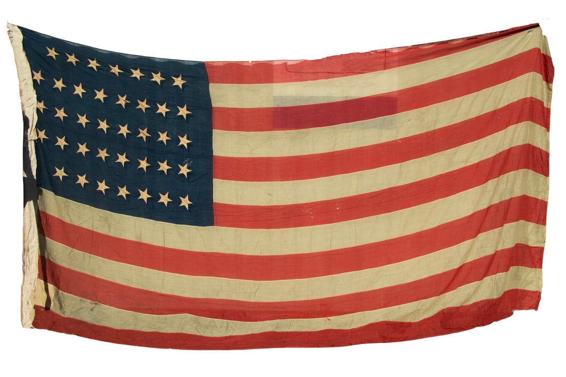 CA 1880 HUGE 38 STAR ARMY GARRISON FLAG, INDIAN WARS ERA 10X16 (1 of 2)