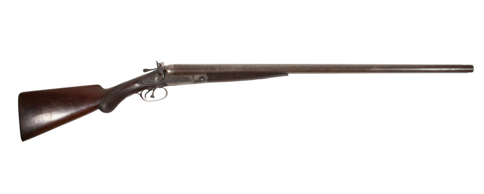 PARKER BROS GRADE 1 HAMMER SHOTGUN, 12 GA: PARKER BROS GRADE 1 HAMMER SHOTGUN, 12 GA A rare offering of a very early Parker Brothers shotgun. The gun features laminate steel barrels with a solid trough rib, simple steel bead sight, mounted to