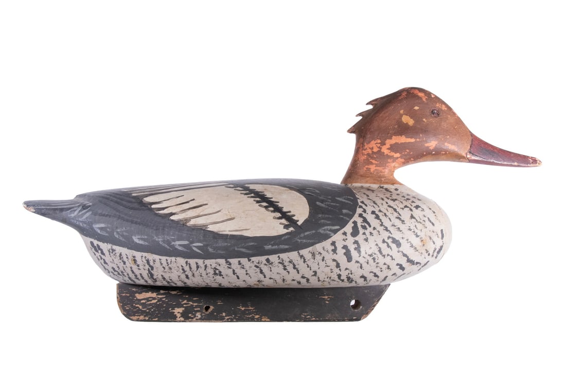 CARVED & PAINTED MERGANSER HEN DECOY (1 of 3)